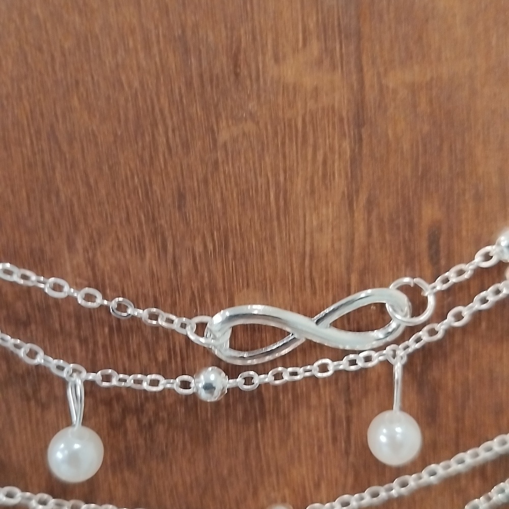 Infiniti and pearl double ankle bracelet